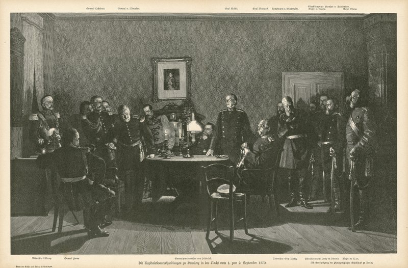 Overgave onderhandelingen in Donchery, Frankrijk, 1-2 september 1870 door German School