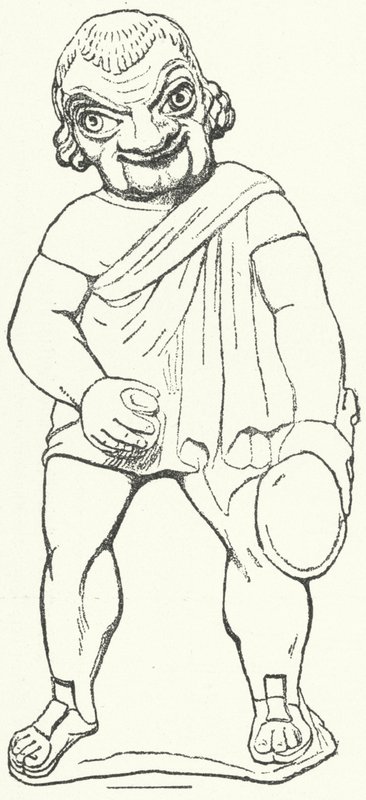 Terracotta beeldje van een Romeinse acteur als parasiet uit een komisch toneelstuk van de toneelschrijver Plautus door German School
