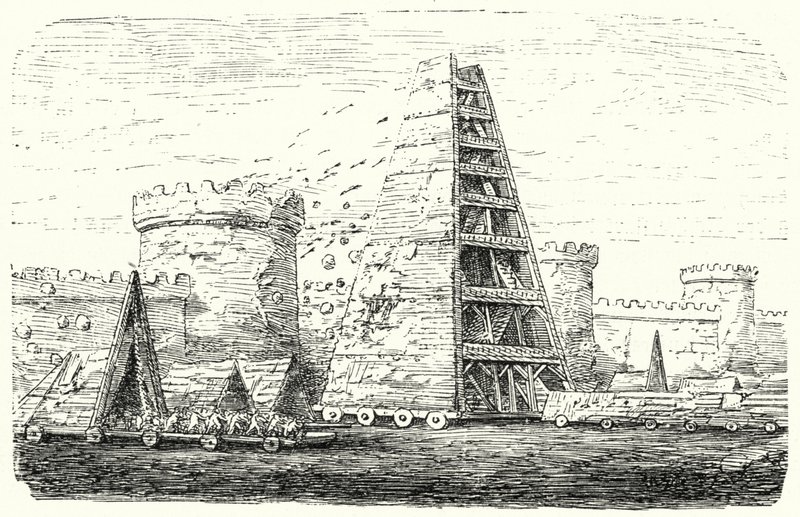 De Helepolis van Demetrius I van Macedonië (gravure) door German School