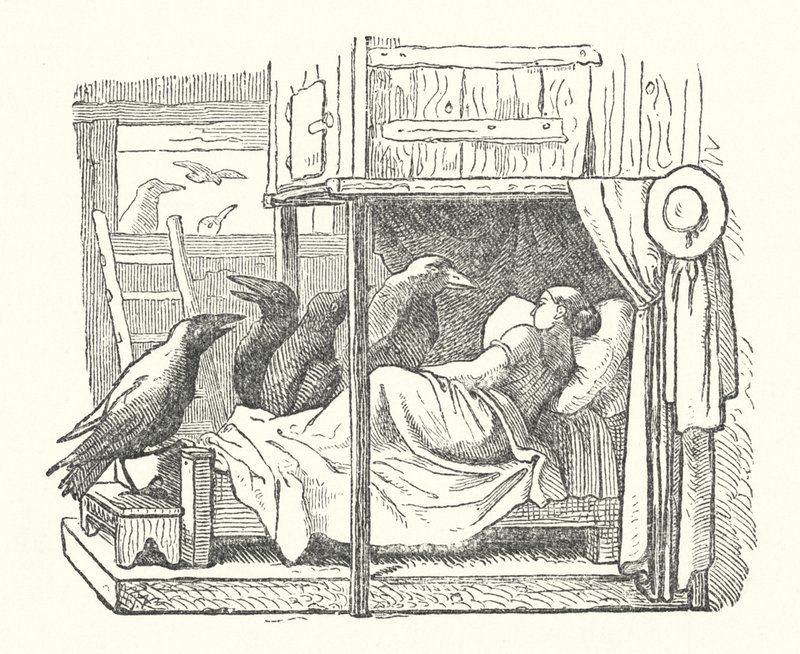 De zeven kraaien (gravure) door German School