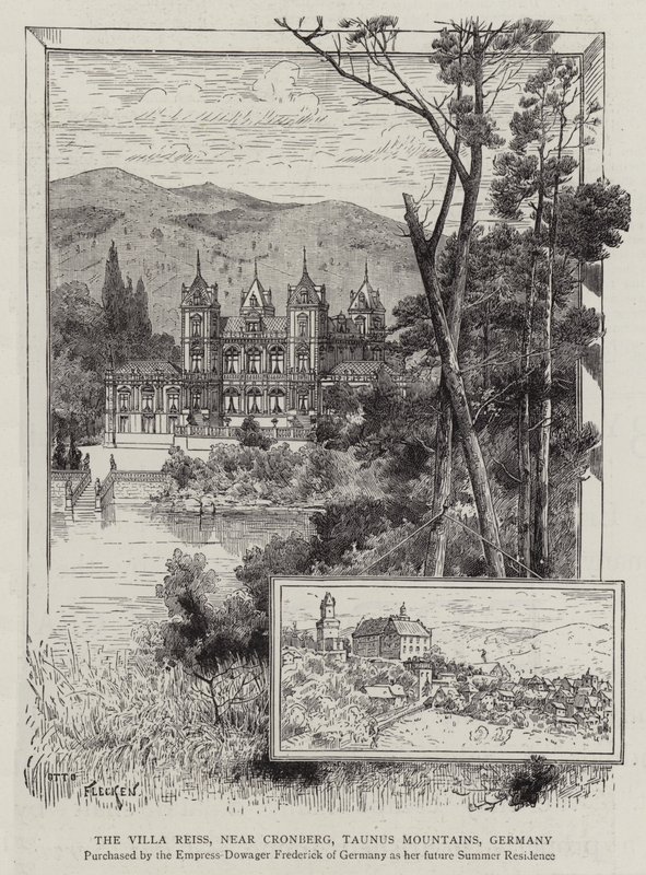 De Villa Reiss, nabij Cronberg, Taunusgebergte, Duitsland (gravure) door German School