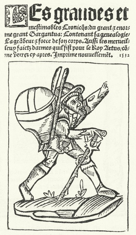 Titelpagina van de bekendste editie van Gargantua, een roman van Francois Rabelais door German School