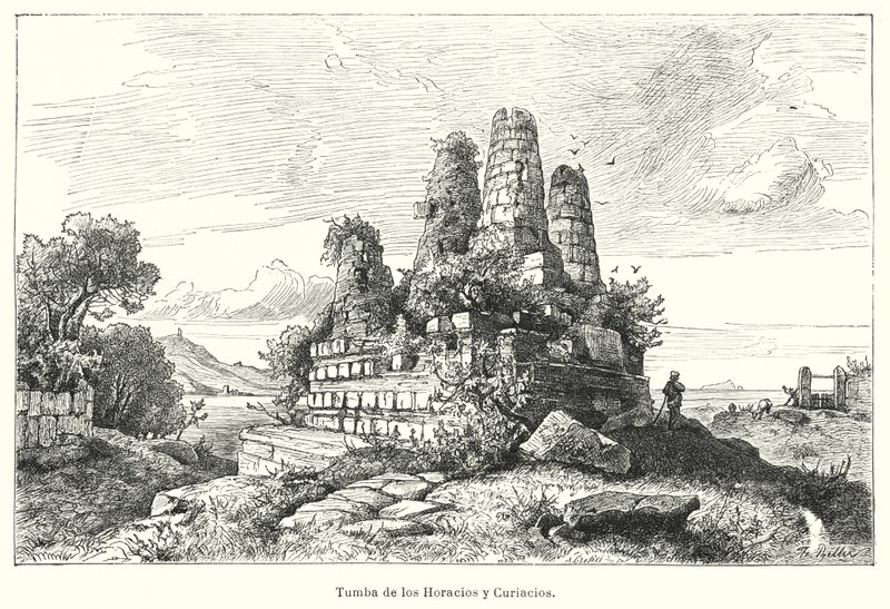 Graf van de Horatii en de Curiatii, krijgers van oude Romeinse legende door German School