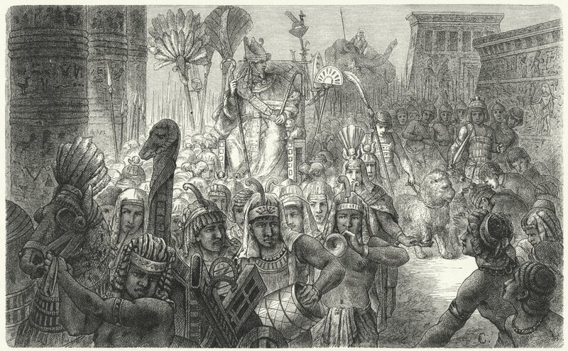 Triomftocht van een oude Egyptische farao door German School