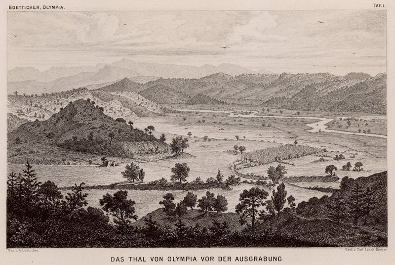 Vallei van Olympia, Griekenland, voor archeologische opgravingen door German School