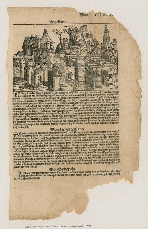 Uitzicht op Londen, 1493. Uit de Neurenberg Kroniek door German School