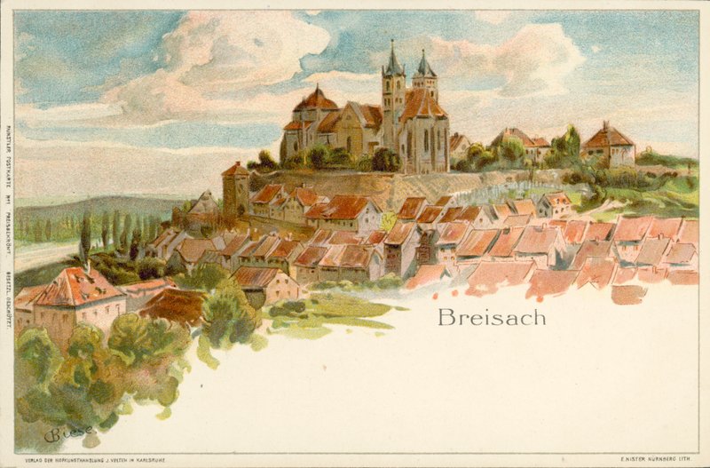 Uitzicht op de stad Breisach, Duitsland door German School