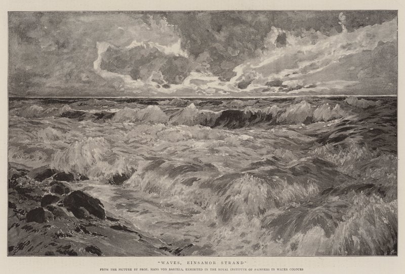 Golven, Einsamor Strand (litho) door German School
