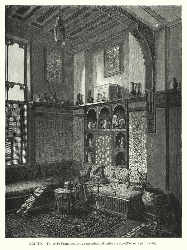 Werkplaats van Francis Dillon, versierd in Arabische stijl (litho) door German School
