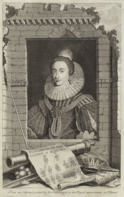 Portret van Elizabeth Stuart, Koningin van Bohemen door Gerrit van Honthorst