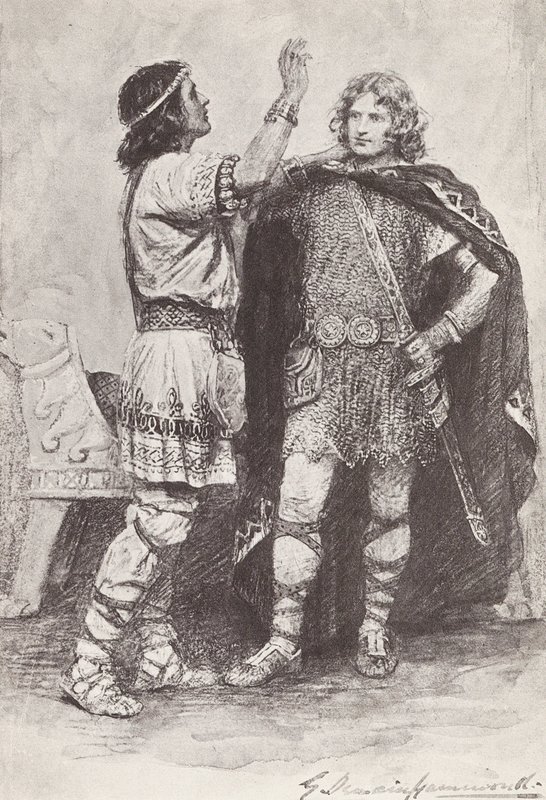 Illustratie voor Het Verhaal van Hereward, De Kampioen van Engeland door Gertrude E. Demain (after) Hammond