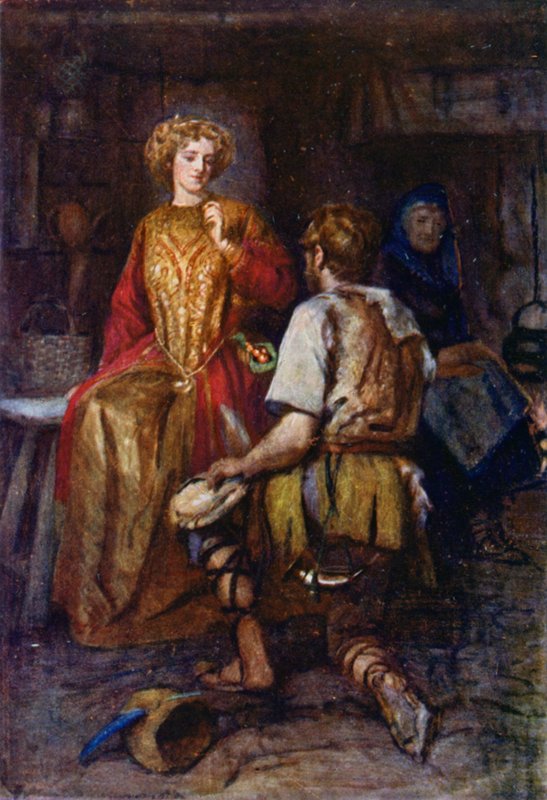 "Vaak bracht hij wilde vruchten uit het bos, waarvan de zijkanten paarsrood waren met glimlachend rood!" door Gertrude E. Demain (after) Hammond