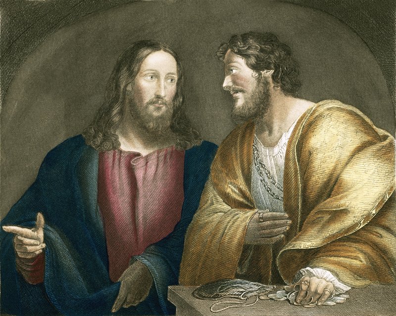 Jezus rekruteert Mattheüs als discipel door Giovanni Antonio Pordenone