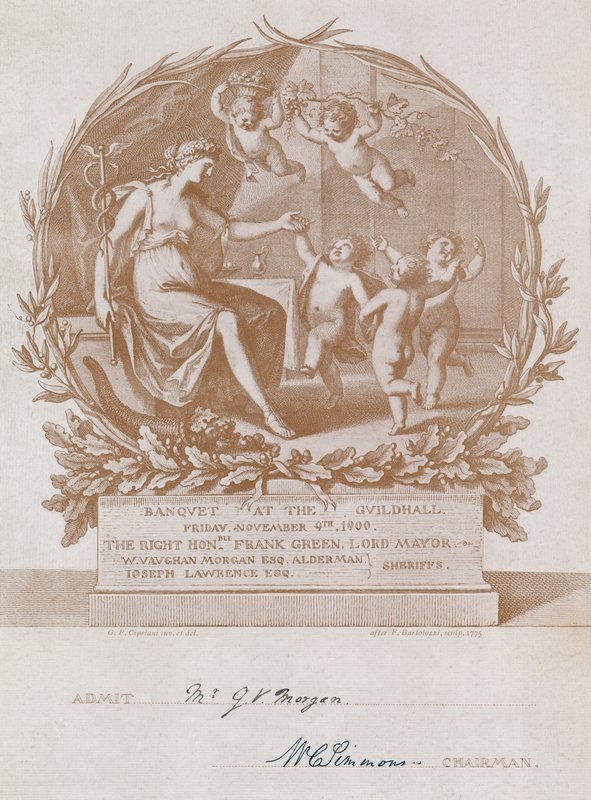 Uitnodiging voor een banket in de Guildhall, Londen, op 9 november 1900 door Giovanni Battista Cipriani