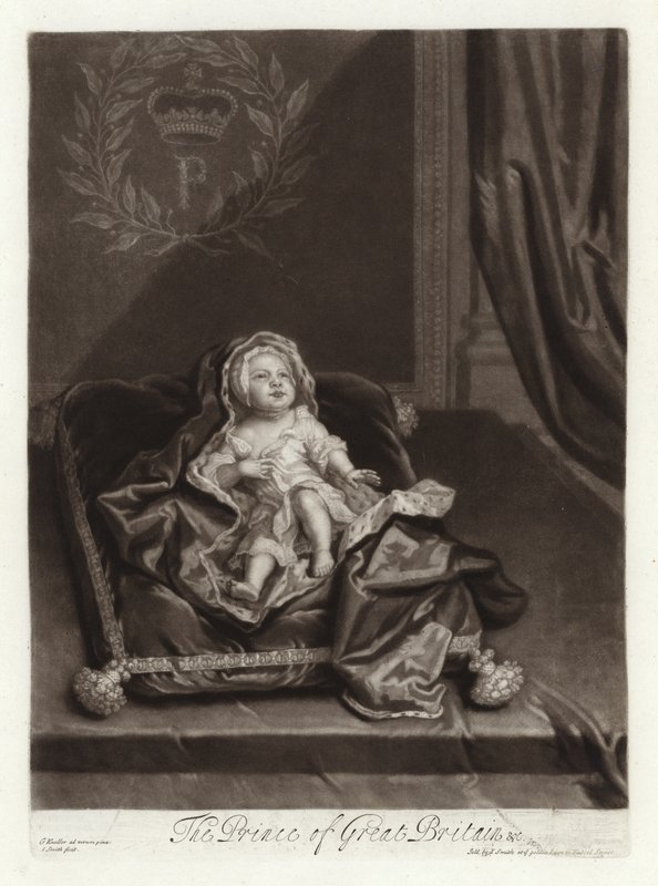 Portret van Prins James Stuart als baby door Godfrey Kneller
