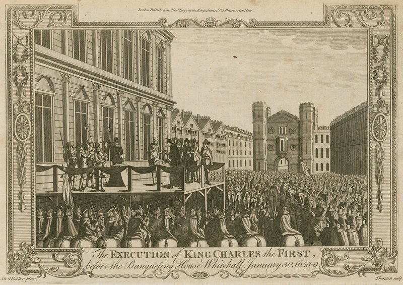 De executie van koning Karel I voor het Bankethuis, Whitehall, 30 januari 1649 door Godfrey Kneller