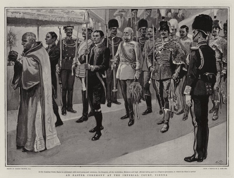 Een paasceremonie aan het keizerlijk hof, Wenen door Gordon Frederick Browne