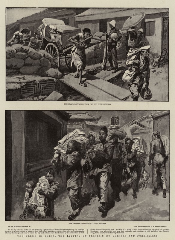 De crisis in China, de plundering van Tientsin door Chinezen en buitenlanders door Gordon Frederick Browne