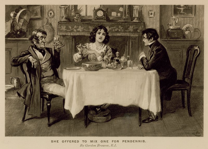Illustratie voor The History of Pendennis door Thackeray door Gordon Frederick (after) Browne