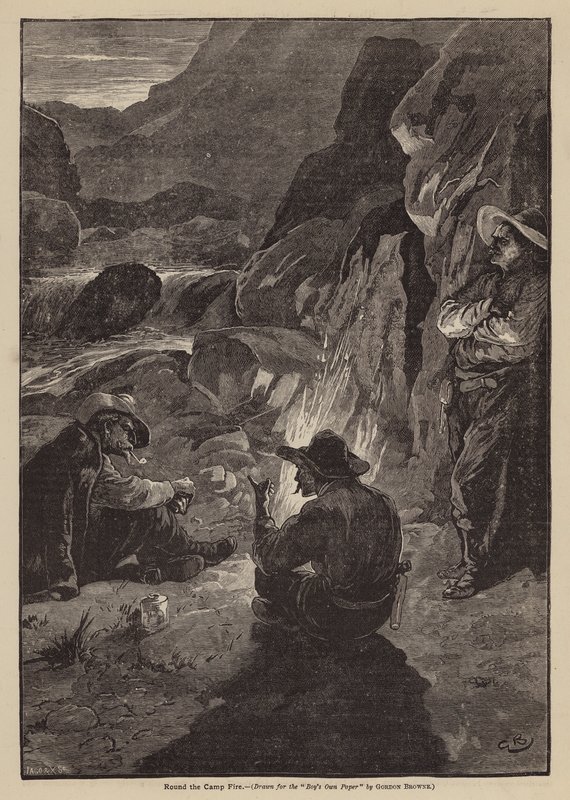 Rond het kampvuur door Gordon Frederick (after) Browne