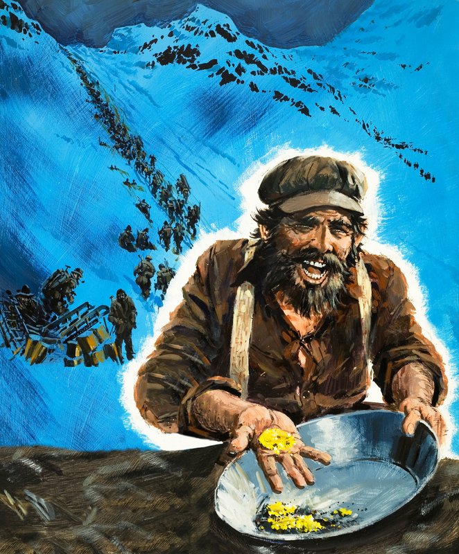 Goudzoeken tijdens de Klondike goudkoorts door Graham Coton