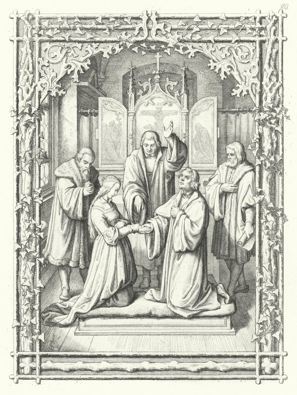 Het huwelijk van Maarten Luther met Katharina von Bora door Gustav Ferdinand Leopold Konig