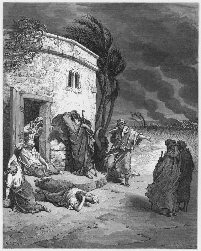 Gustave Doré Bijbel: Job hoort van zijn ondergang door Gustave Dore