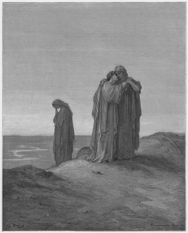 Gustave Doré Bijbel: Naomi en haar schoondochter door Gustave Dore