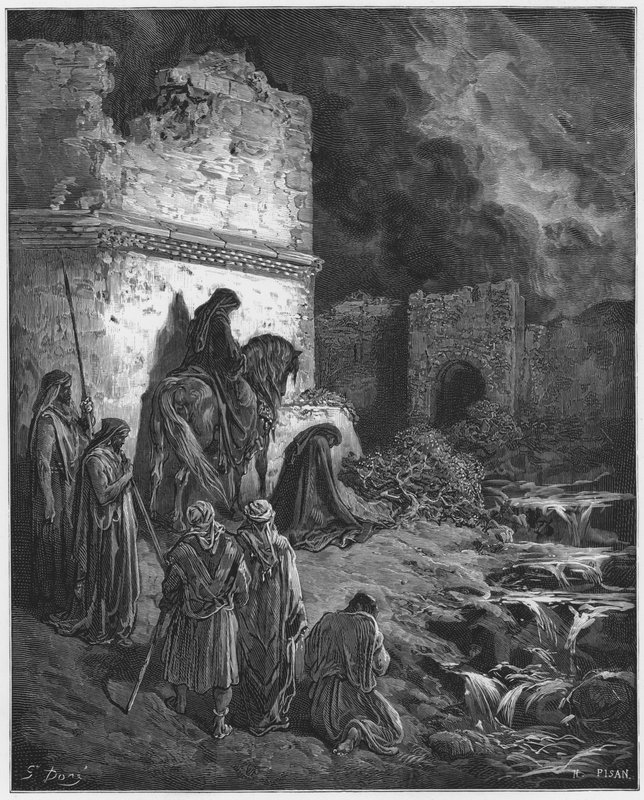 Gustave Doré Bijbel: Nehemia bekijkt in het geheim de ruïnes van de muren van Jeruzalem door Gustave Dore