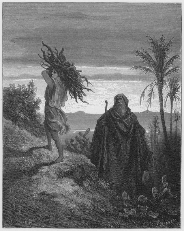 De beproeving van Abrahams geloof door Gustave Dore