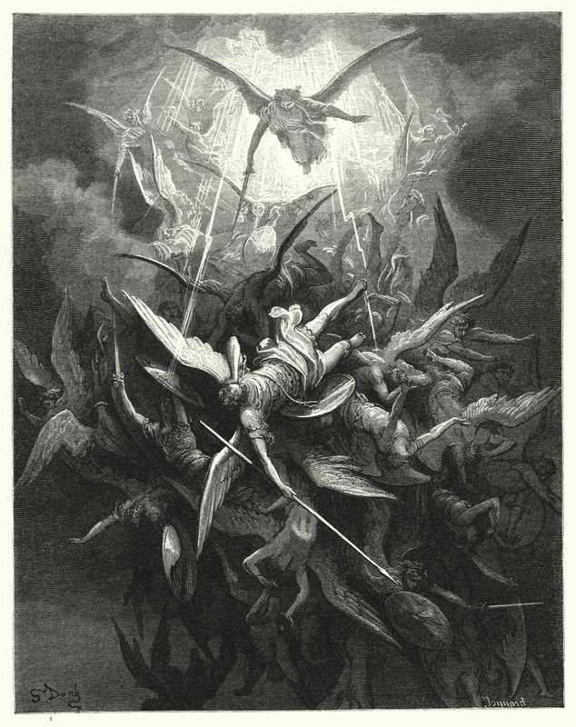 Illustratie van Gustave Doré voor Miltons Paradise Lost, Boek I, regels 44, 45 door Gustave Dore