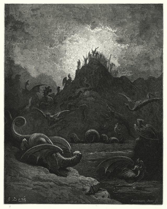 Illustratie van Gustave Doré voor Miltons Paradise Lost, Boek II, regel 628 door Gustave Dore