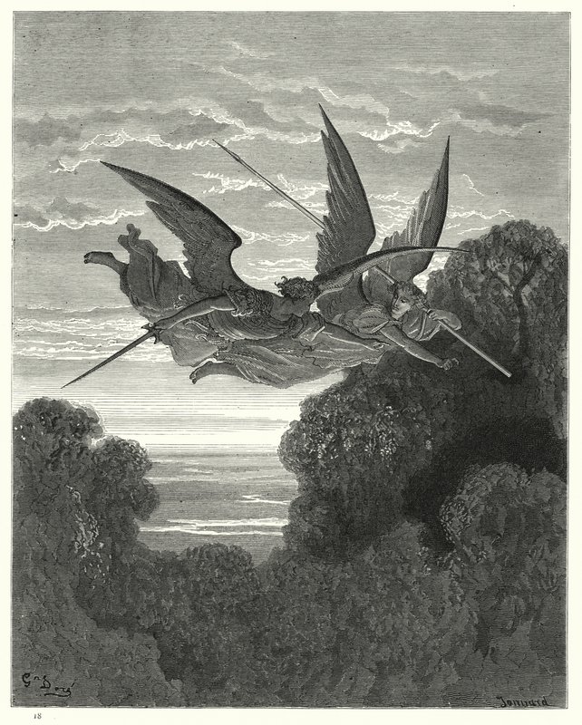 Illustratie van Gustave Doré voor Miltons Paradise Lost, Boek IV, regels 798, 799 door Gustave Dore
