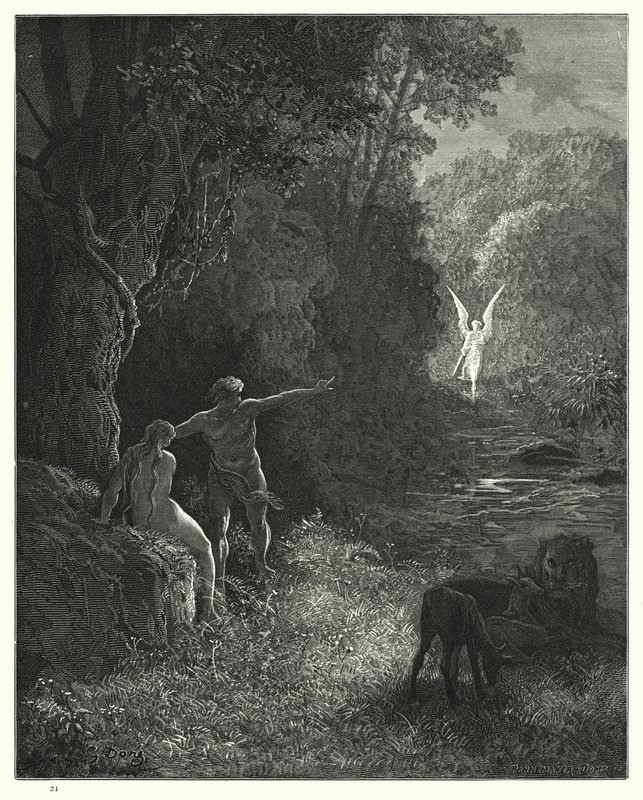 Illustratie van Gustave Doré voor Miltons Paradise Lost, Boek V, regels 309, 310 door Gustave Dore
