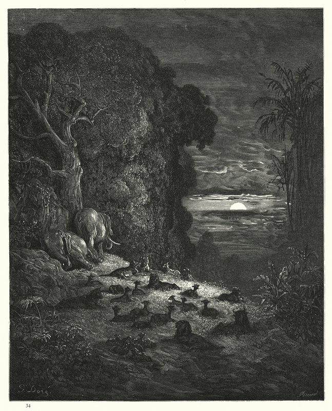 Illustratie van Gustave Doré voor Miltons Paradise Lost, Boek VII, regels 581, 582 door Gustave Dore