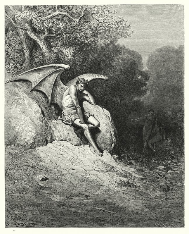 Illustratie van Gustave Doré voor Miltons Paradise Lost, Boek IX, regels 99, 100 door Gustave Dore