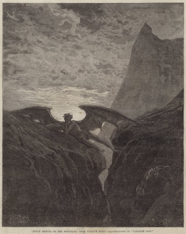 Satan rust op de berg door Gustave Dore