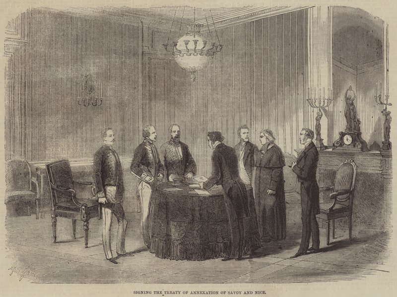 Ondertekening van het Verdrag van Annexatie van Savoye en Nice door Gustave Janet