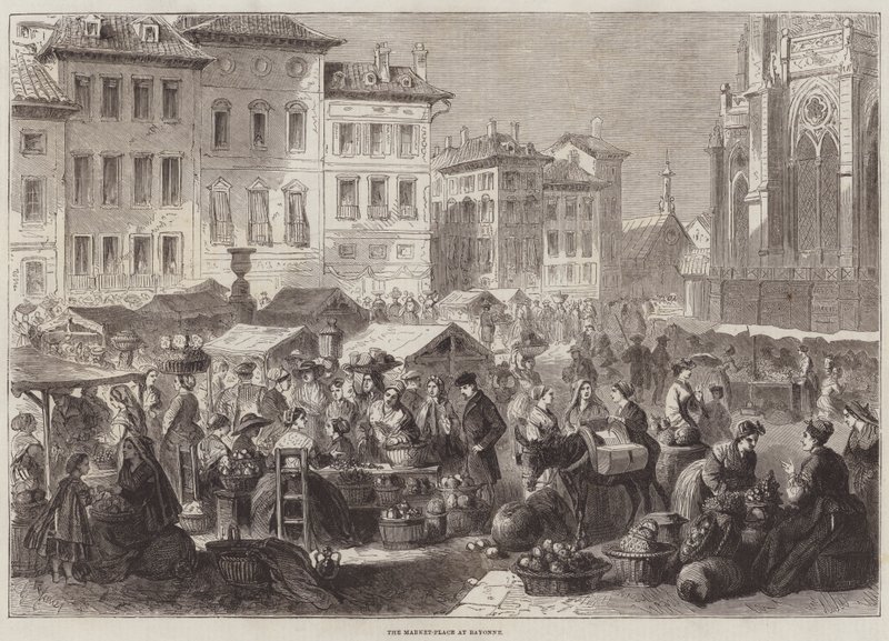 De Markt in Bayonne door Gustave Janet