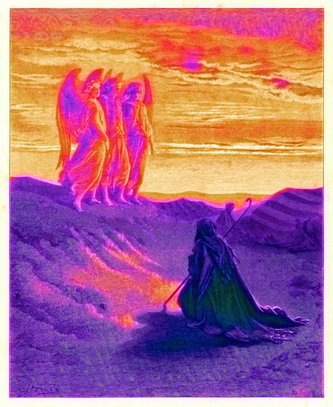 Abraham en de drie engelen, illustratie uit 
