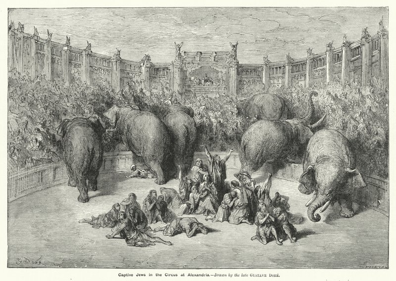 Gevangen Joden in het Circus van Alexandrië (gravure) door Gustave Dore