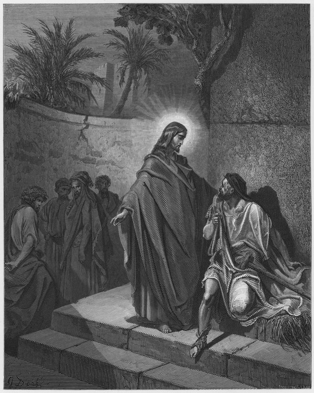 Gustave Doré Bijbel: Jezus geneest de verlamde man door Gustave Dore