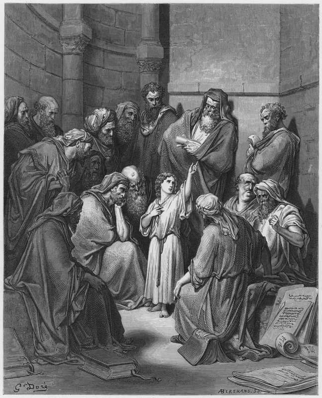 Gustave Doré Bijbel: Jezus met de dokters door Gustave Dore