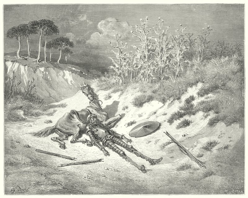 Don Quichot van Gustave Doré: "Ach! waar ben je, lieve dame, dat je niet om mijn verdriet treurt?" door Gustave Dore