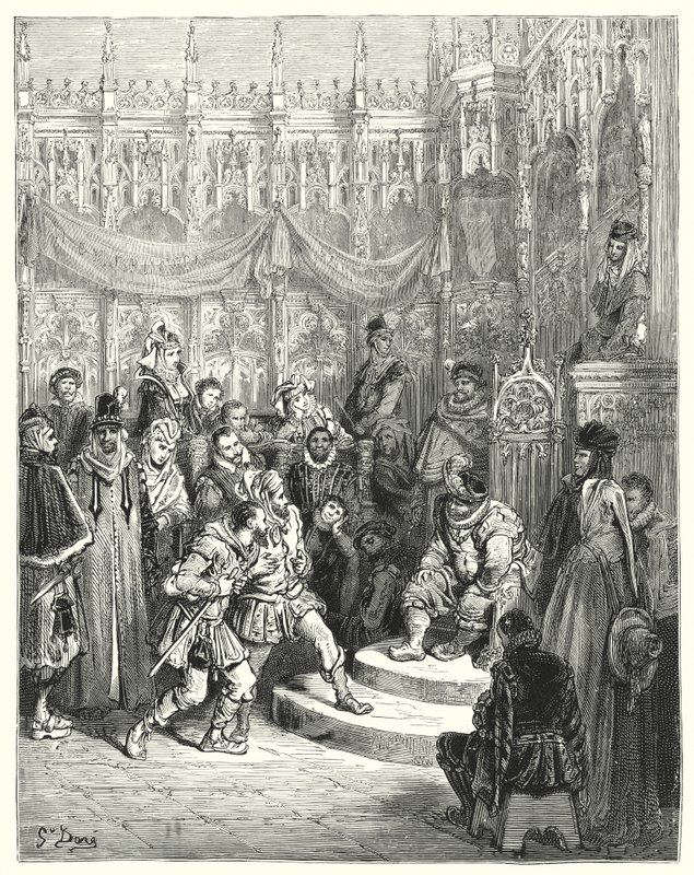 Gouverneur Sancho Panza die recht spreekt door Gustave Dore
