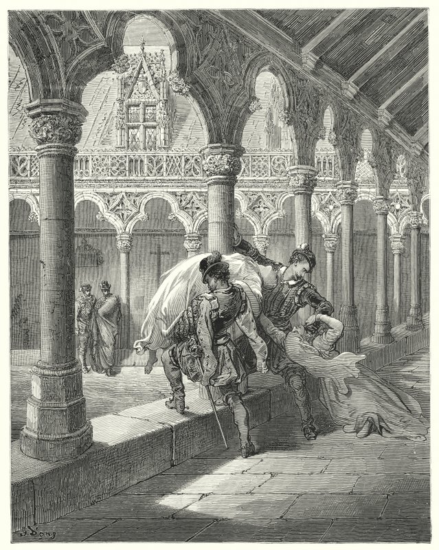 Lucinda valt flauw als ze zich in zijn macht bevindt door Gustave Dore