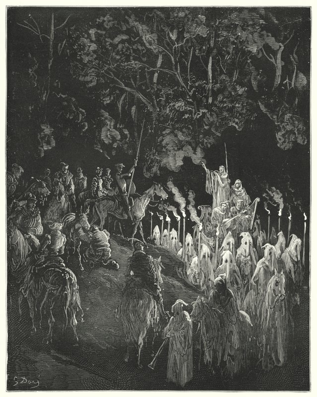 Don Quichot van Gustave Doré: "De figuur in de jurk stond op" door Gustave Dore