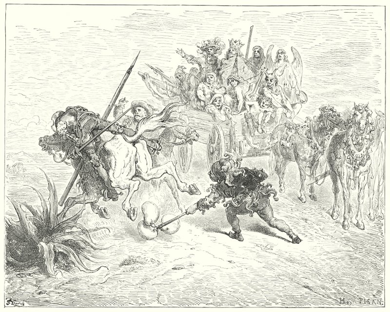 De dwaas van het toneel kwam op met zijn morrische bellen door Gustave Dore