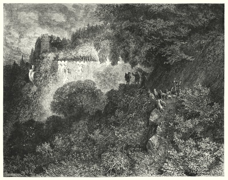 Doornroosje (gravure) door Gustave Dore