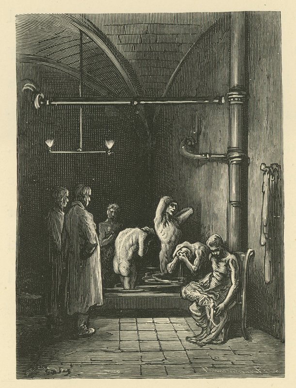 Mannen in de baden van het House of Refuge door Gustave Dore